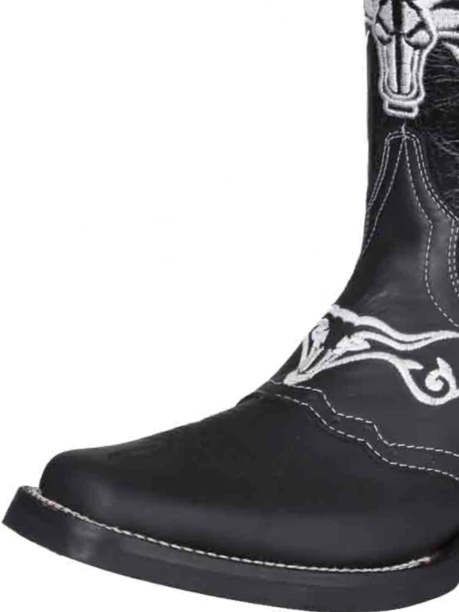 Botas Vaqueras Rodeo con Antifaz Bordado de Piel Genuina para Hombre 'El General' - ID: 34313 Botas Piel Genuina El General 