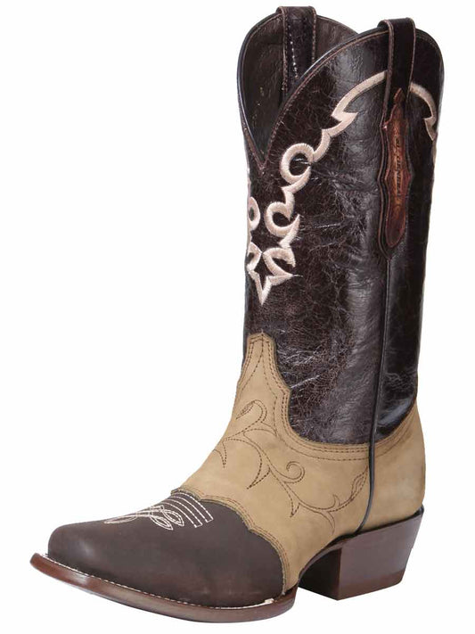 Botas Vaqueras Rodeo con Antifaz de Piel Genuina para Mujer 'El General' - ID: 34509 Botas Rodeo Piel Genuina El General Choco