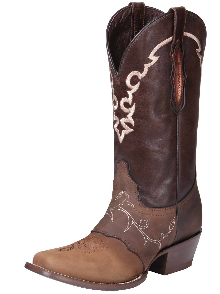 Botas Vaqueras Rodeo con Antifaz de Piel Genuina para Mujer 'El General' - ID: 34510 Botas Rodeo Piel Genuina El General Camel