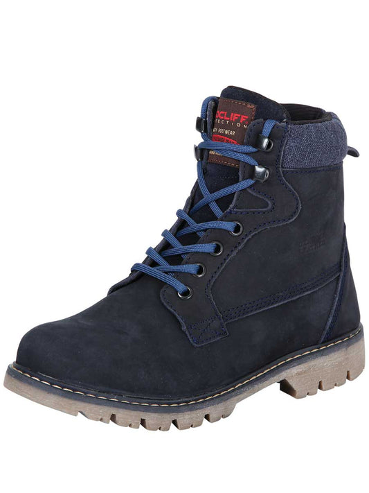 Botines de Trabajo de Agujetas con Punta Suave de Piel Nobuck para Mujer/Joven 'Procliff Protection' - ID: 35226 Botas de Agujetas Procliff Protection Marino