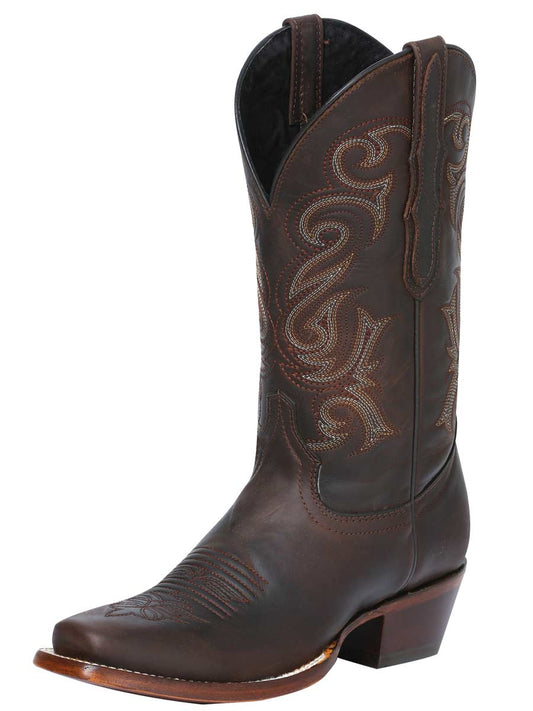 Botas Vaqueras Rodeo Clasicas de Piel Genuina para Mujer 'El General' - ID: 40661 Botas Rodeo Piel Genuina El General Choco