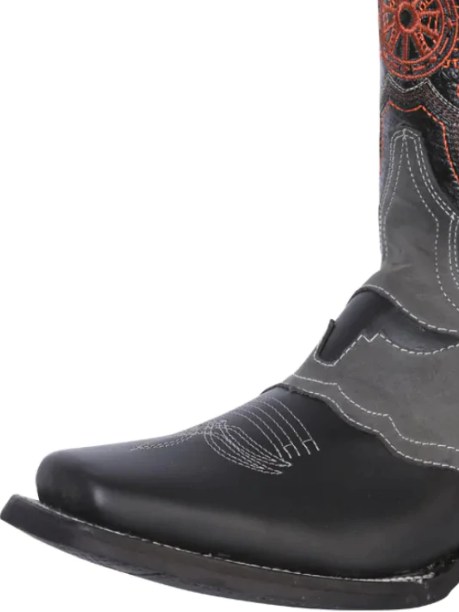 Botas Vaqueras Rodeo con Antifaz de Piel Genuina para Hombre 'El General' - ID: 40668 Botas Piel Genuina El General 