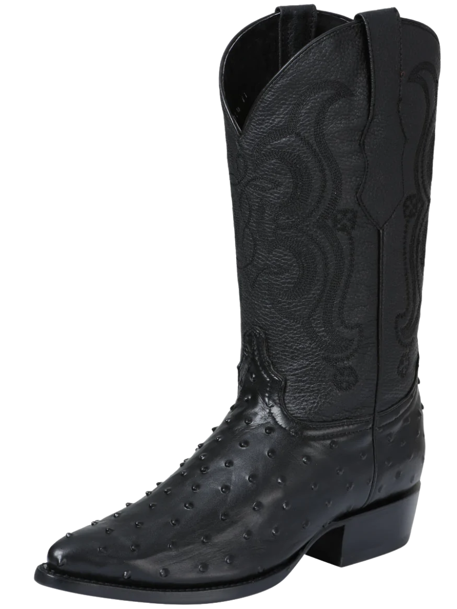 Botas Vaqueras Imitacion de Avestruz Grabado en Piel Vacuno para Hombre 'El Señor de los Cielos' - ID: 40836 Botas Avestruz Print El Señor de los Cielos Negro