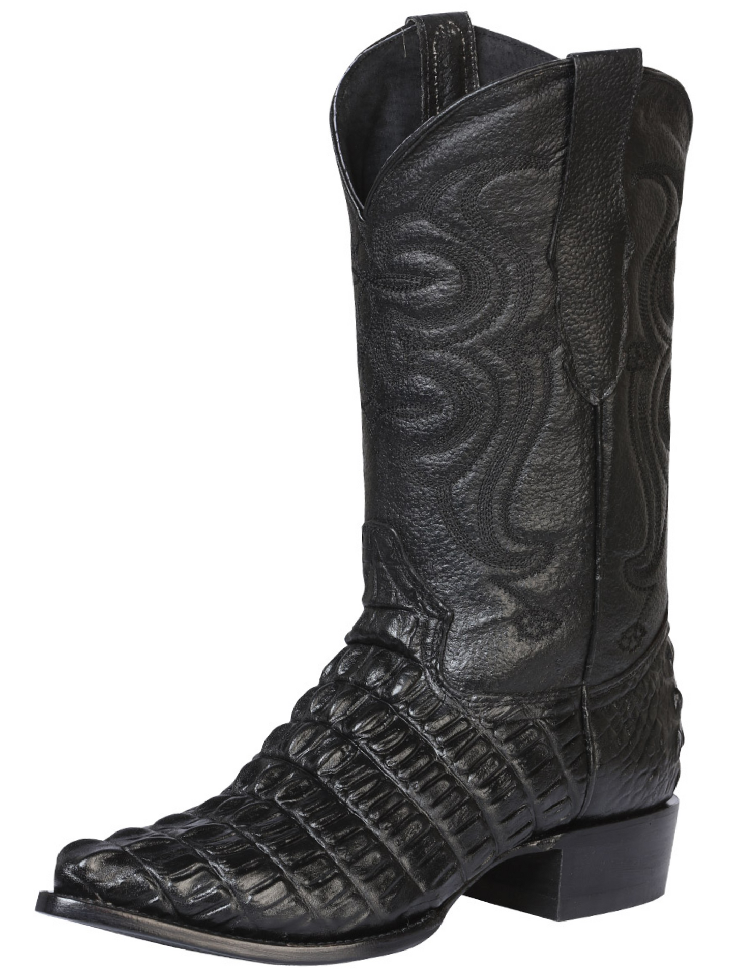 Botas Vaqueras Imitacion de Caiman Cola Grabado en Piel Vacuno para Hombre 'El Señor de los Cielos' - ID: 40842 Botas Caiman Print El Señor de los Cielos Negro