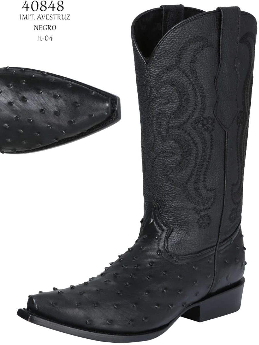 Botas Vaqueras Imitacion de Avestruz Grabado en Piel Vacuno para Hombre 'El Señor de los Cielos' - ID: 40848 Botas Avestruz Print El Señor de los Cielos 