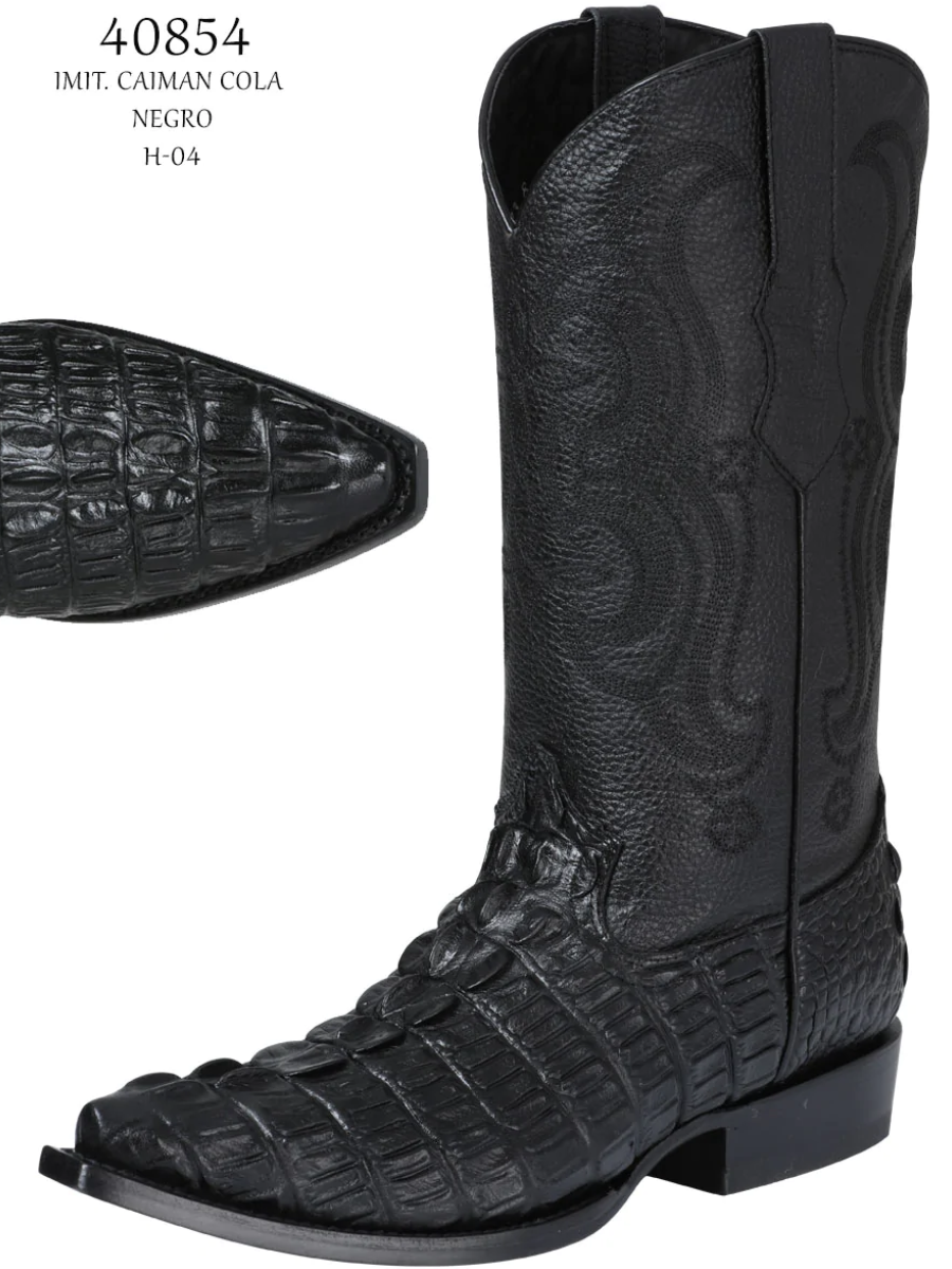 Botas Vaqueras Imitacion de Caiman Cola Grabado en Piel Vacuno para Hombre 'El Señor de los Cielos' - ID: 40854 Botas Caiman Print El Señor de los Cielos 