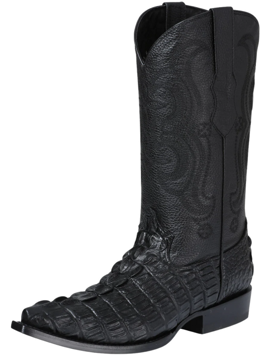 Botas Vaqueras Imitacion de Caiman Cola Grabado en Piel Vacuno para Hombre 'El Señor de los Cielos' - ID: 40854 Botas Caiman Print El Señor de los Cielos Negro