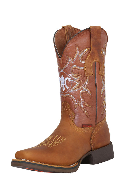 Botas Vaqueras Rodeo Clasicas de Piel Genuina para Mujer/Joven 'El General' - ID: 40949 Botas Rodeo Piel Genuina El General Miel