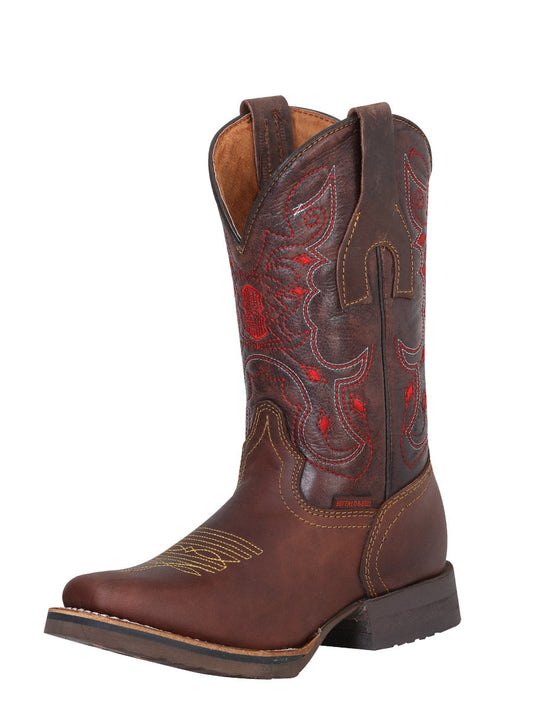 Botas Vaqueras Rodeo Clasicas de Piel Genuina para Mujer/Joven 'Buffalo & Bull' - ID: 40950 Botas Rodeo Piel Genuina Buffalo & Bull Cafe