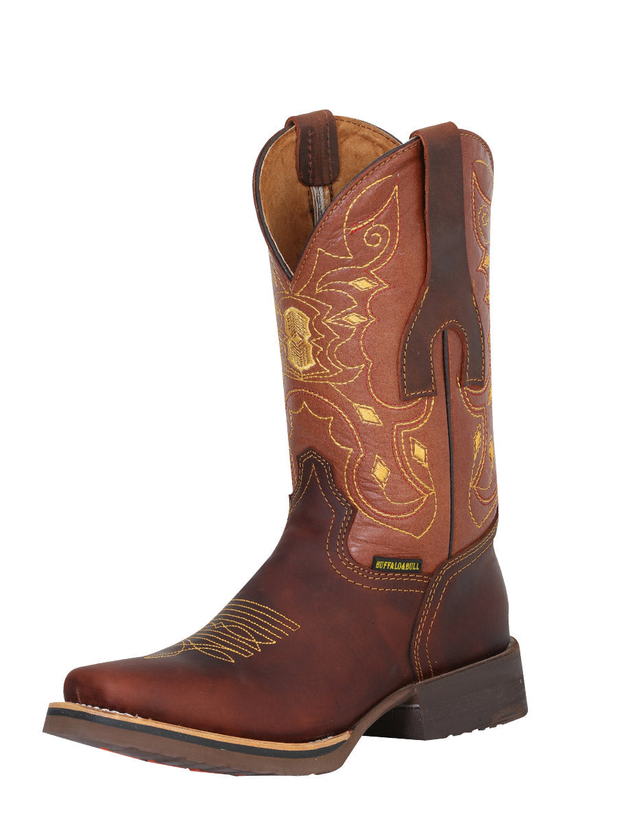 Botas Vaqueras Rodeo Clasicas de Piel Genuina para Mujer/Joven 'Buffalo & Bull' - ID: 40951 Botas Rodeo Piel Genuina Buffalo & Bull Moka