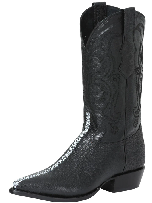 Botas Vaqueras Imitacion de Mantarraya P/C Grabado en Piel Vacuno para Hombre 'El Señor de los Cielos' - ID: 41528 Botas Mantarraya Print El Señor de los Cielos Negro