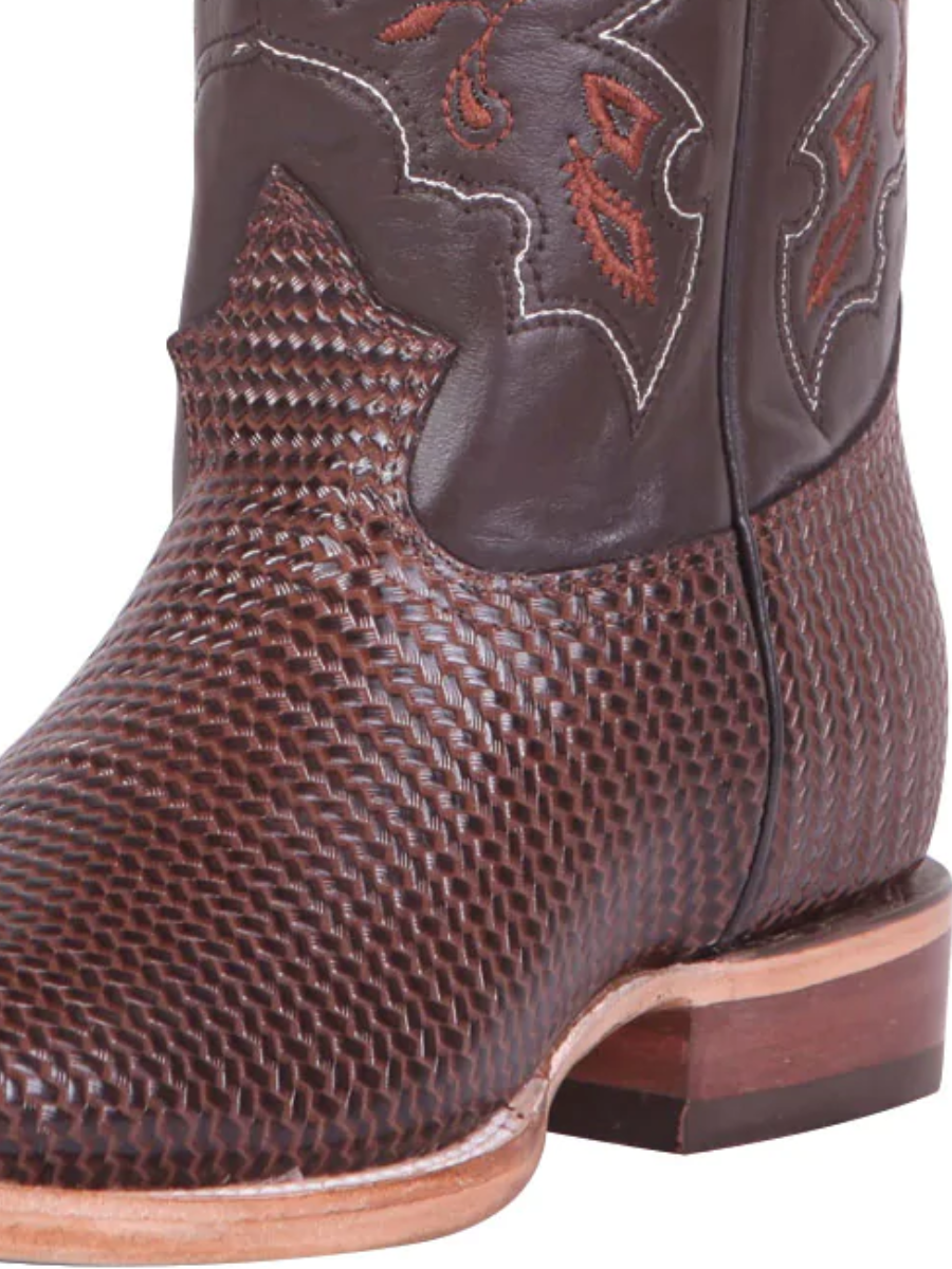 Botas Vaqueras Rodeo Clasicas de Piel Grabado Tejido para Hombre 'El General' - ID: 41791 Botas Tejido Print El General 