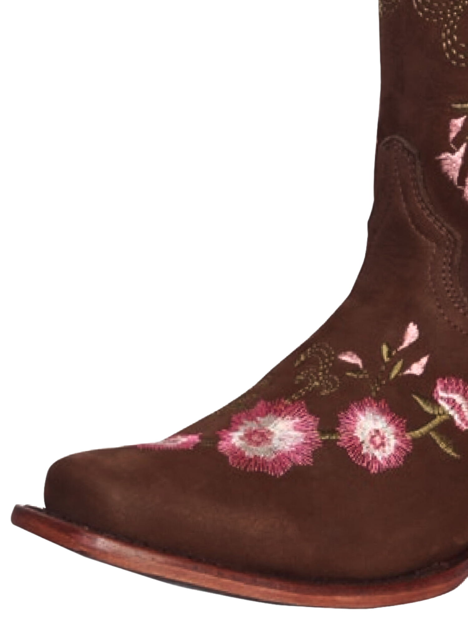 Botas Vaqueras Rodeo con Tubo Bordado de Flores de Piel Nobuck para Mujer 'El General' - ID: 41842 Botas Rodeo Piel Nobuck El General 