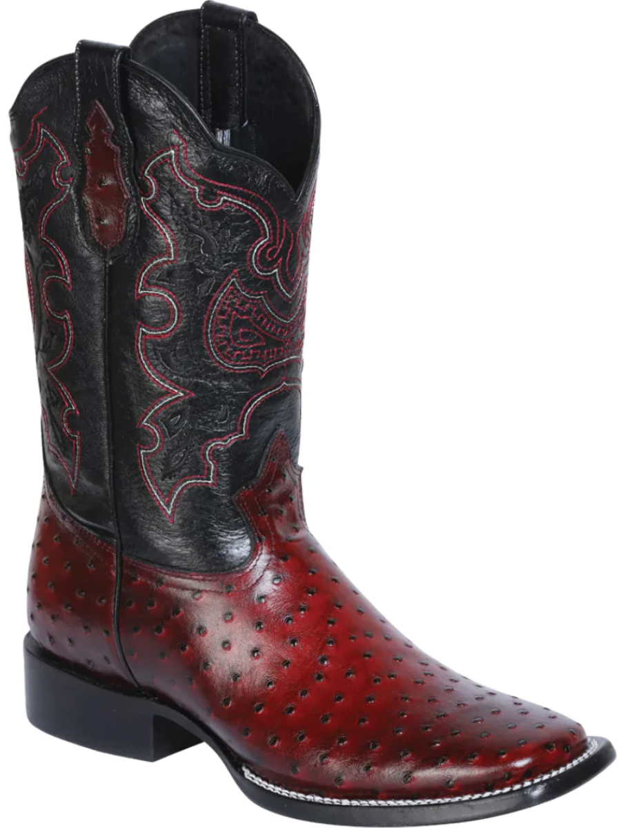 Botas Vaqueras Rodeo Imitacion de Avestruz Grabado en Piel Vacuno para Hombre 'El General' - ID: 41901 Botas Avestruz Print El General 