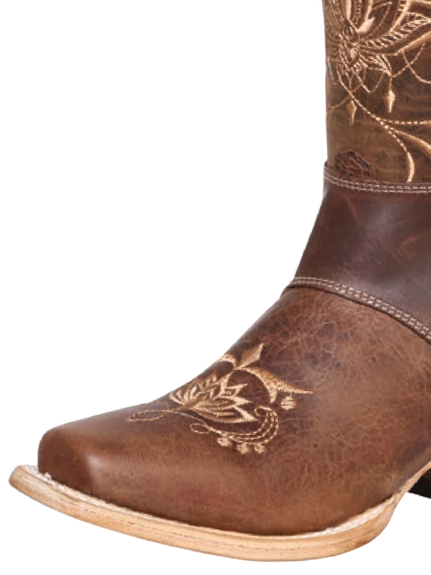 Botas Vaqueras Rodeo de Arnes con Tubo Bordado de Piel Genuina para Mujer 'El General' - ID: 41907 Botas Rodeo Piel Genuina El General 