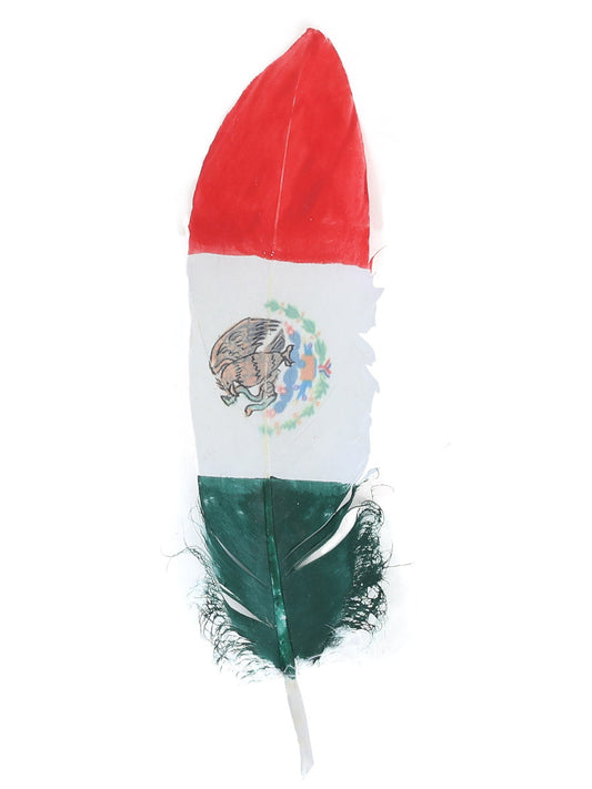 Pluma para Sombrero de Bandera de Mexico Pintada a Mano de Ave Real 'El General' - ID: 42037 Hat Feather El General Multicolor