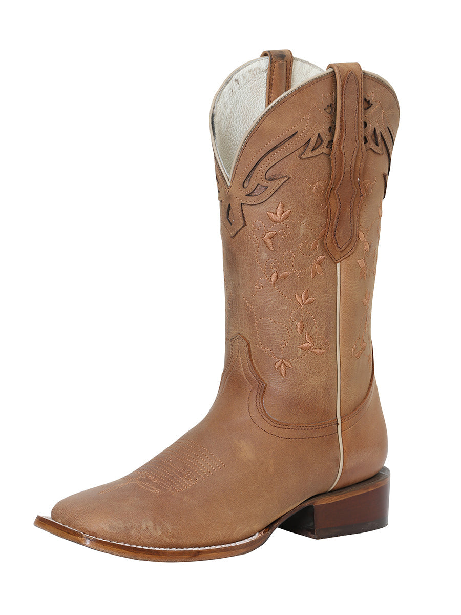 Botas Vaqueras Rodeo Clasicas de Piel Genuina para Mujer 'The Red Rose of Texas' - ID: 42258 Botas Rodeo Piel Genuina The Red Rose of Texas Miel