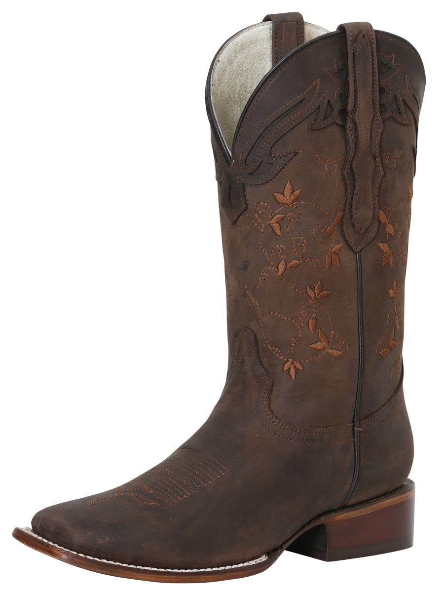 Botas Vaqueras Rodeo Clasicas de Piel Genuina para Mujer 'The Red Rose of Texas' - ID: 42259 Botas Rodeo Piel Genuina The Red Rose of Texas Cafe