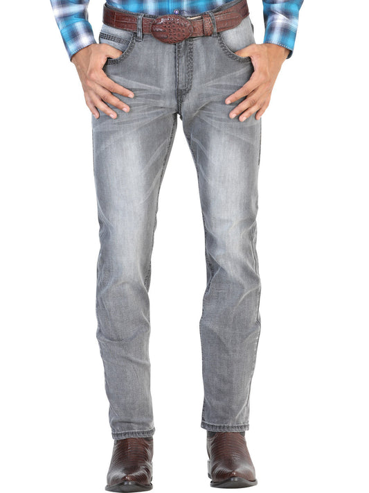 Pantalon de Mezclilla Stretch Piedra Deslavado para Hombre 'Centenario' - ID: 42856 Denim Jeans Centenario Stone Wash