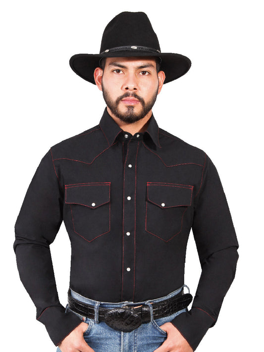 Camisa Vaquera Manga Larga de Bolsillos Negro para Hombre 'El Señor de los Cielos' - ID: 42902 Camisas de Bolsillos El Señor de los Cielos Black