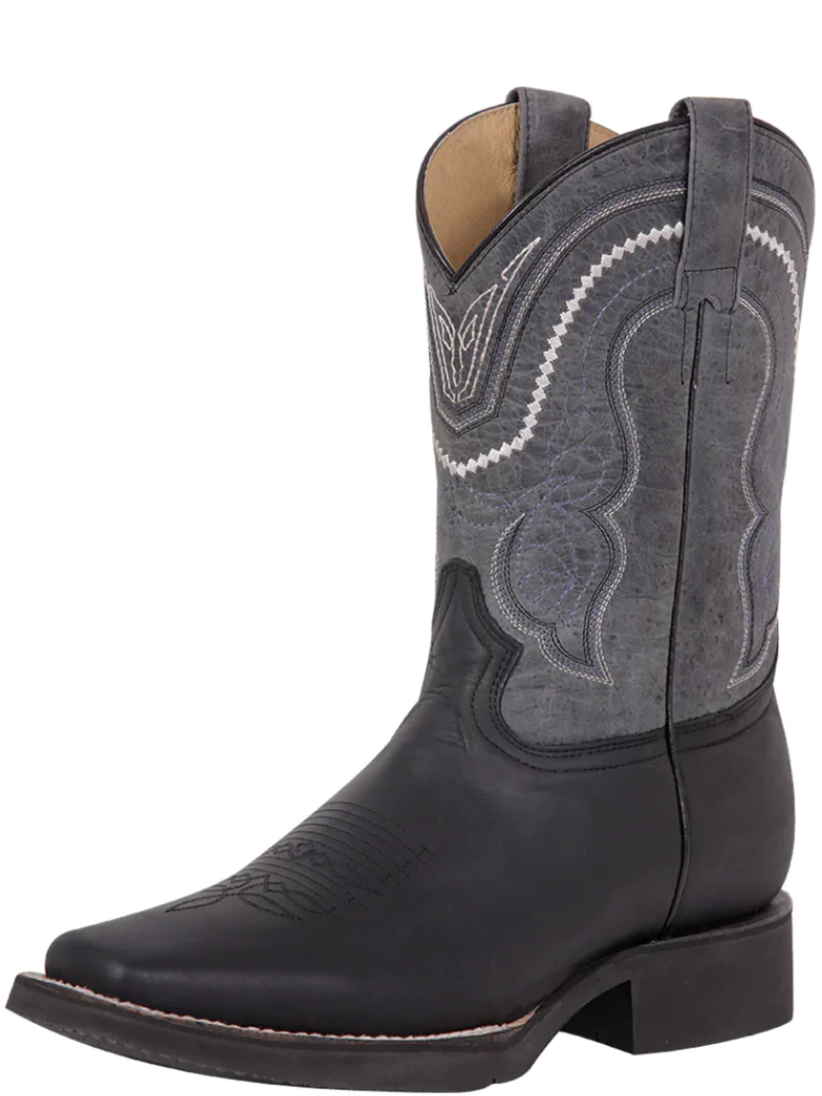 Botas Vaqueras Rodeo Clasicas de Piel Genuina para Hombre 'El General' - ID: 43006 Botas Piel Genuina El General Negro