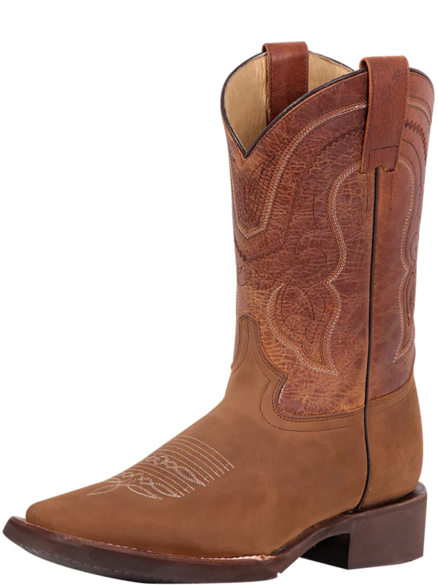 Botas Vaqueras Rodeo Clasicas de Piel Genuina para Hombre 'El General' - ID: 43011 Botas Piel Genuina El General Tan