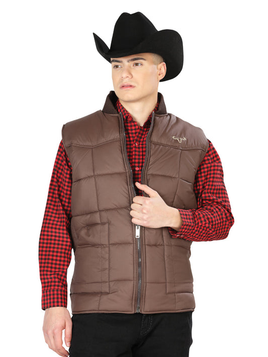 Chaleco Vaquero Ligero Calidad AAA Cafe para Hombre 'El General' - ID: 43306 Chalecos Vaqueros El General Brown