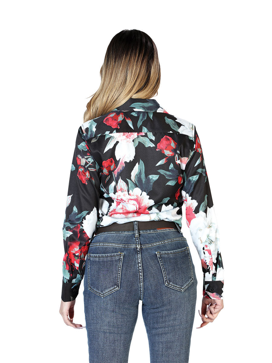 Camisa Vaquera Manga Larga Estampada Floral Western Shirt