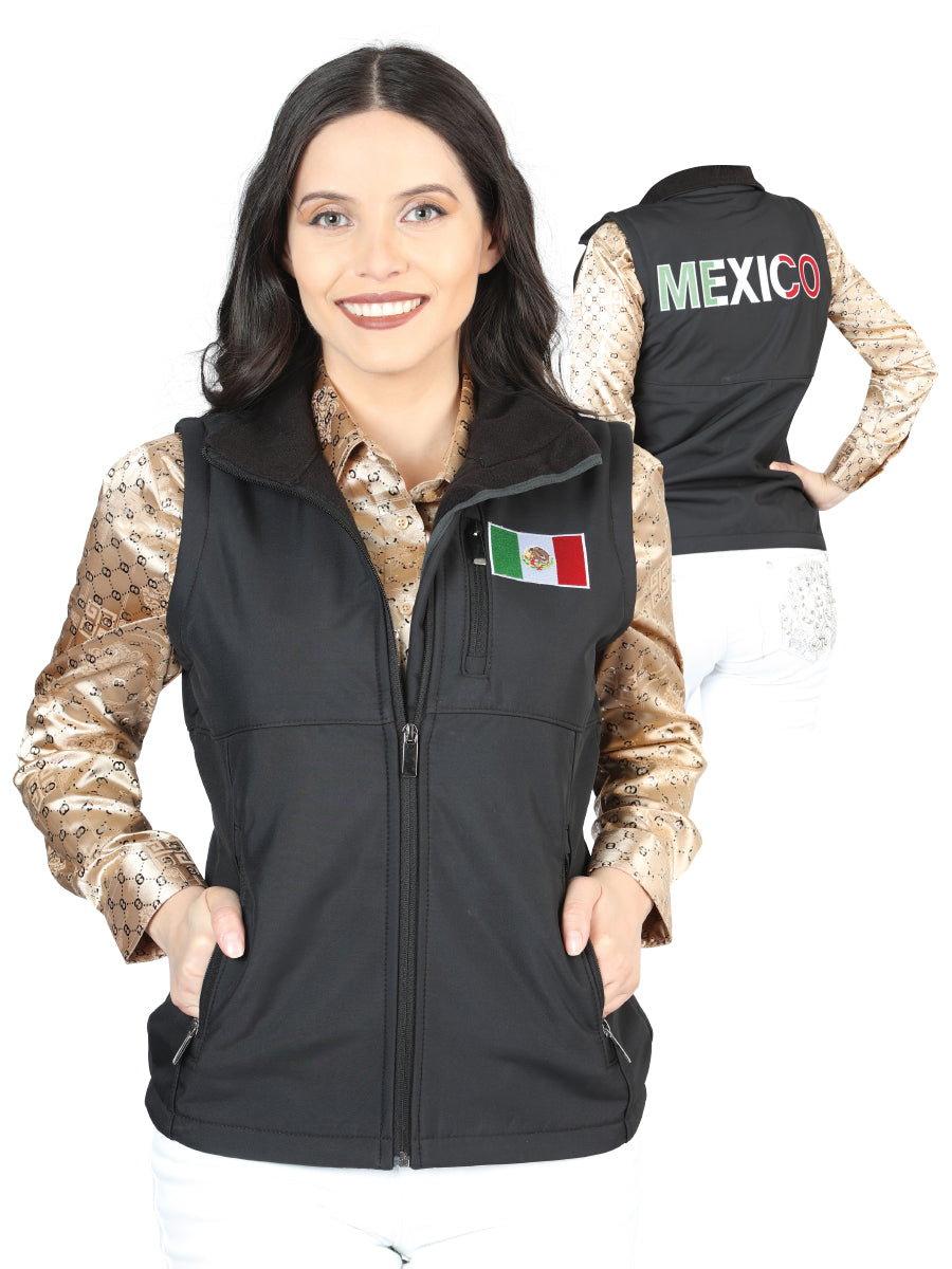 Chaleco Casual Bandera de Mexico Negro para Mujer 'El Señor de los Cielos' - ID: 44133 Chalecos Casuales El Señor de los Cielos Black