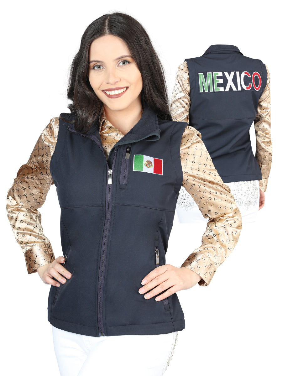 Chaleco Casual Bandera de Mexico Azul Marino para Mujer 'El Señor de los Cielos' - ID: 44134 Chalecos Casuales El Señor de los Cielos Navy Blue