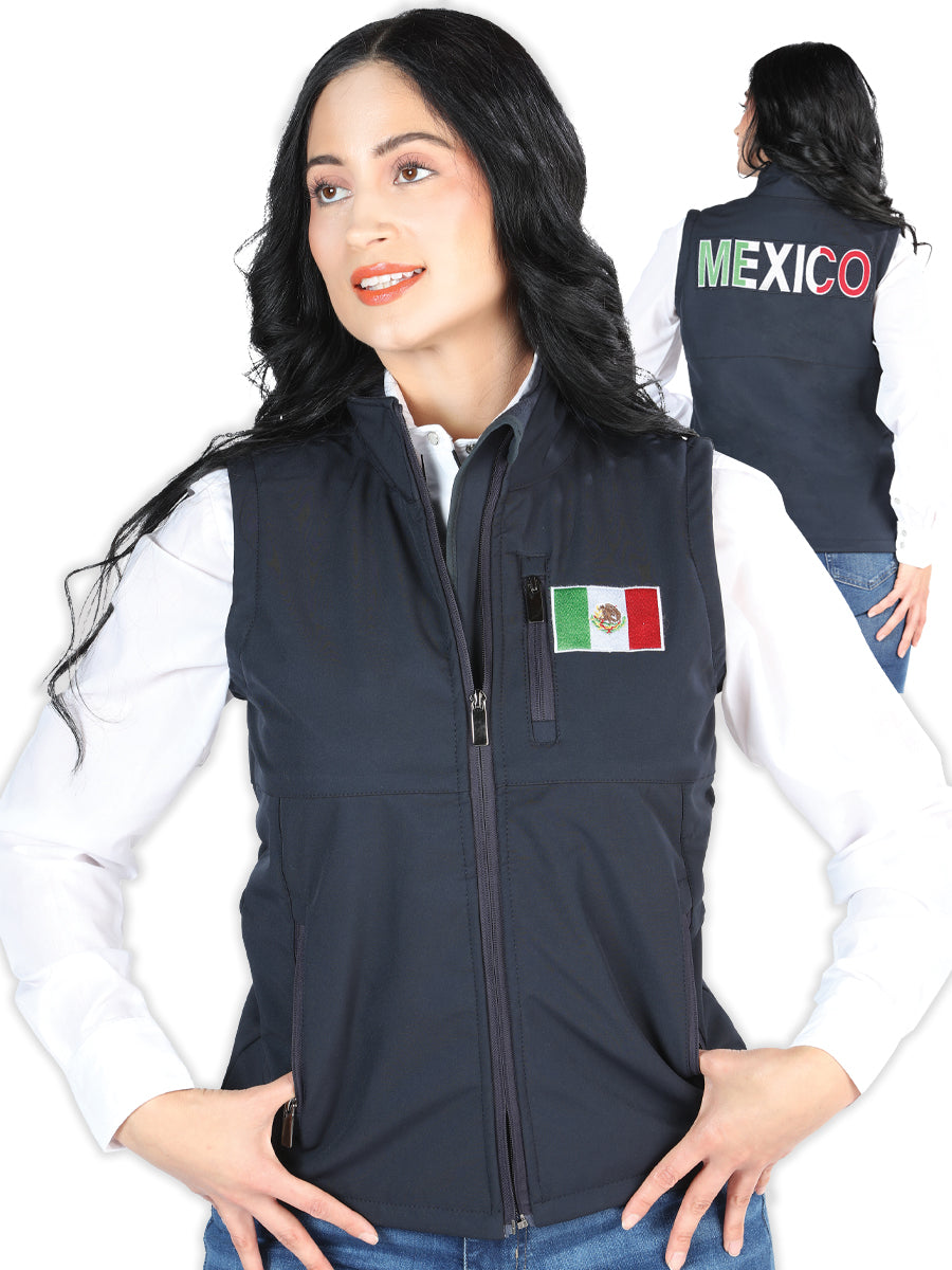 Chaleco Casual Bandera de Mexico Azul Marino para Mujer 'El Señor de los Cielos' - ID: 44134 Chalecos Casuales El Señor de los Cielos 