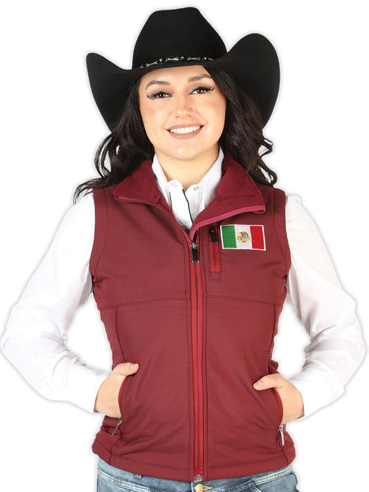 Chaleco Casual Bandera de Mexico Burgandy para Mujer 'El Señor de los Cielos' - ID: 44135 Chalecos Casuales El Señor de los Cielos Burgandy