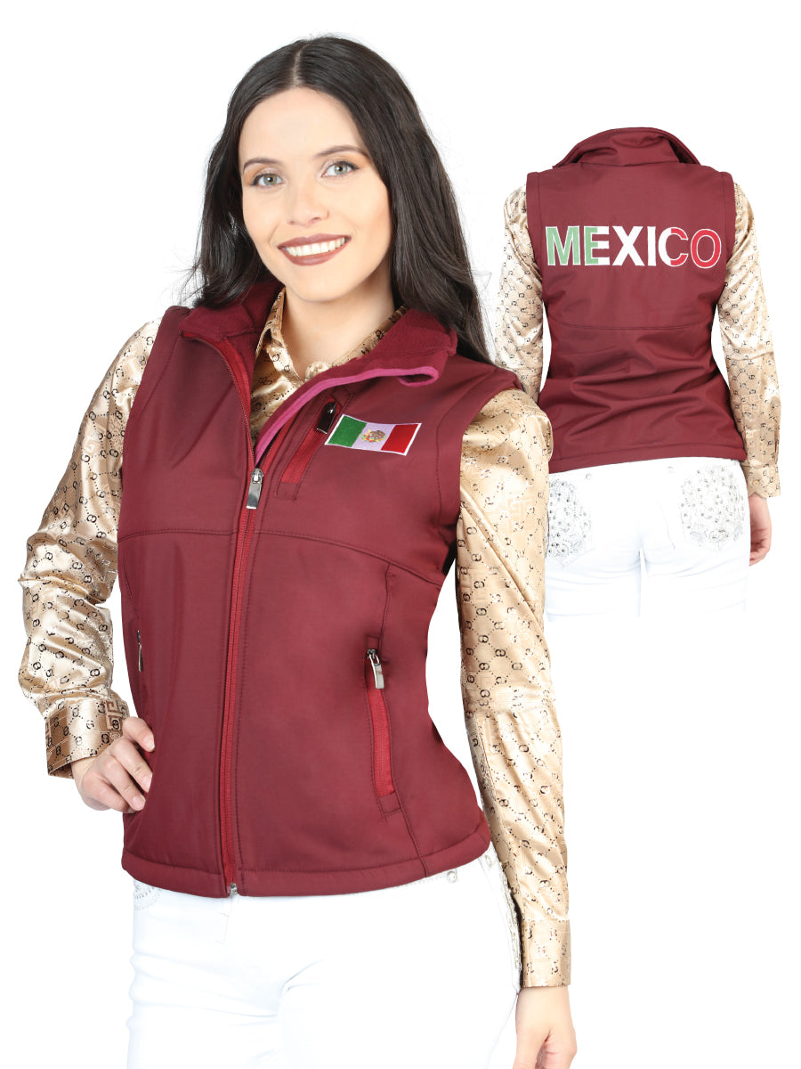 Chaleco Casual Bandera de Mexico Burgandy para Mujer 'El Señor de los Cielos' - ID: 44135 Chalecos Casuales El Señor de los Cielos 