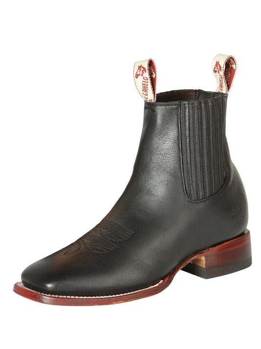 Botines Vaqueros Rodeo Clasicos de Piel Genuina para Hombre 'El Canelo' - ID: 44240 Botines Vaqueros Rodeo El Canelo Negro