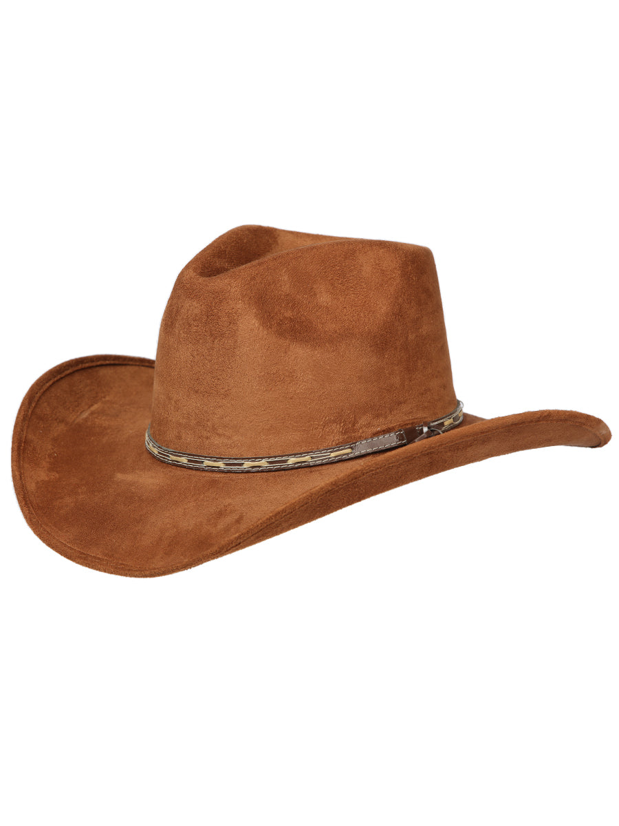 Sombrero Vaquero Horma Indiana de Gamuza Faux para Mujer / Unisex 'El General' Sombreros Vaqueros El General Tabaco