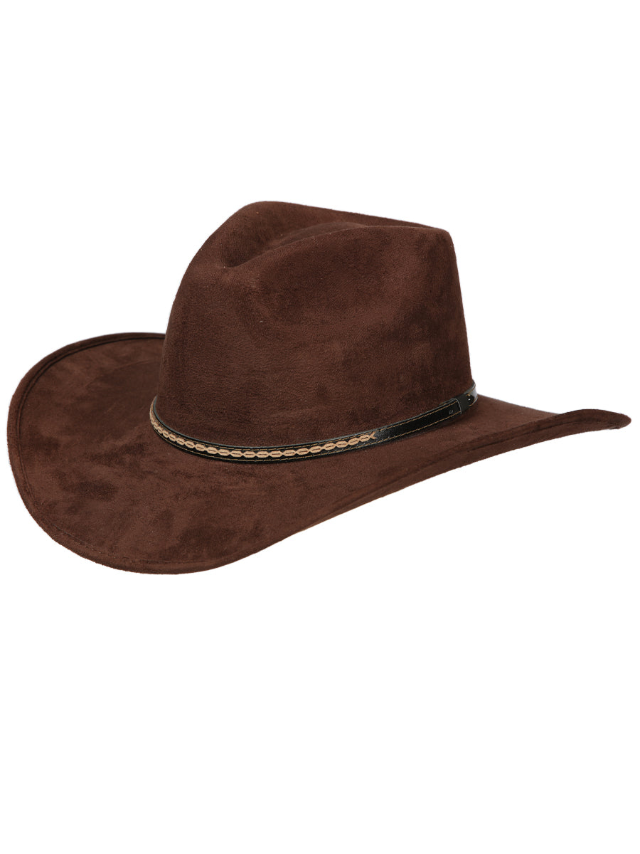 Sombrero Vaquero Horma Indiana de Gamuza Faux para Mujer / Unisex 'El General' Sombreros Vaqueros El General Choco