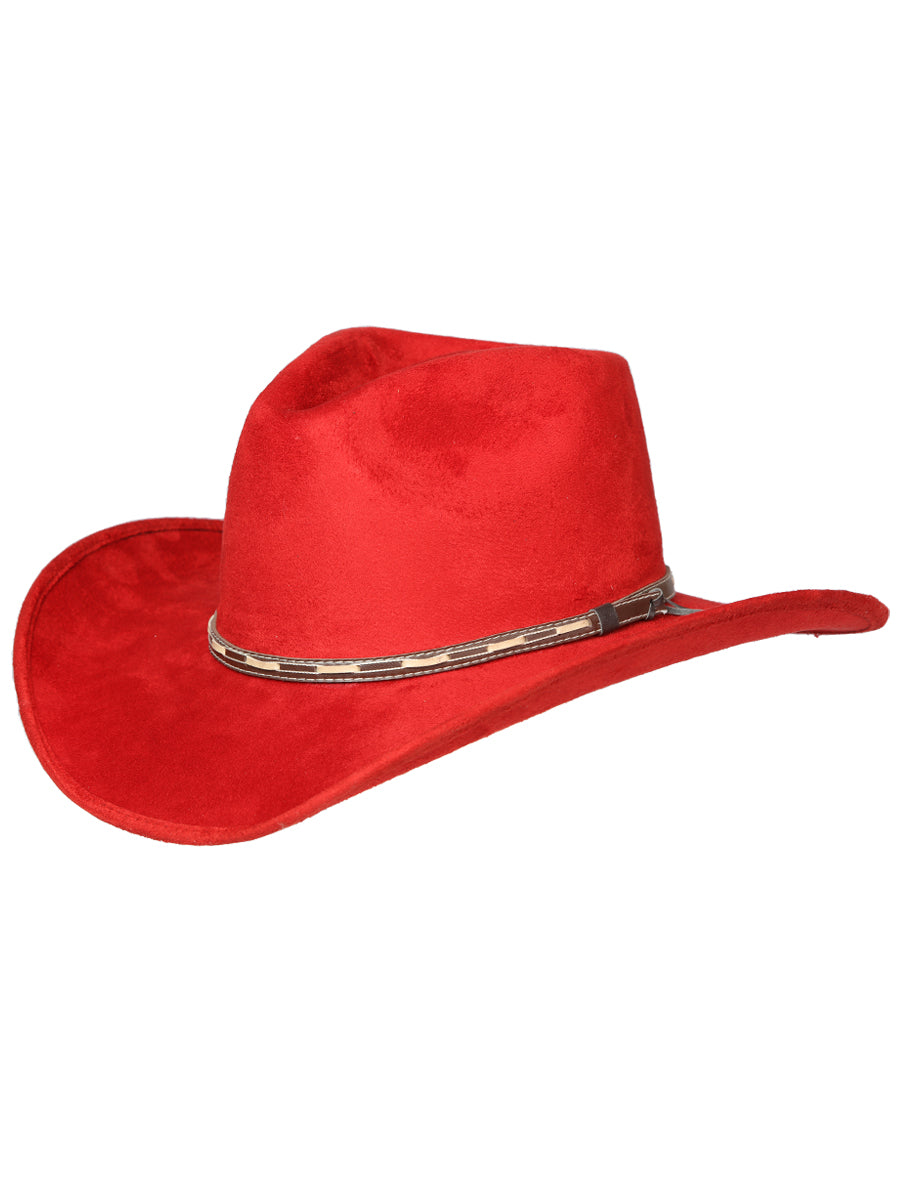 Sombrero Vaquero Horma Indiana de Gamuza Faux para Mujer / Unisex 'El General' Sombreros Vaqueros El General Rojo