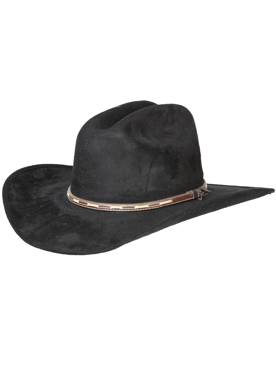 Sombrero Vaquero Horma Monterrey de Gamuza Faux para Hombre 'El General' Monterrey El General Negro