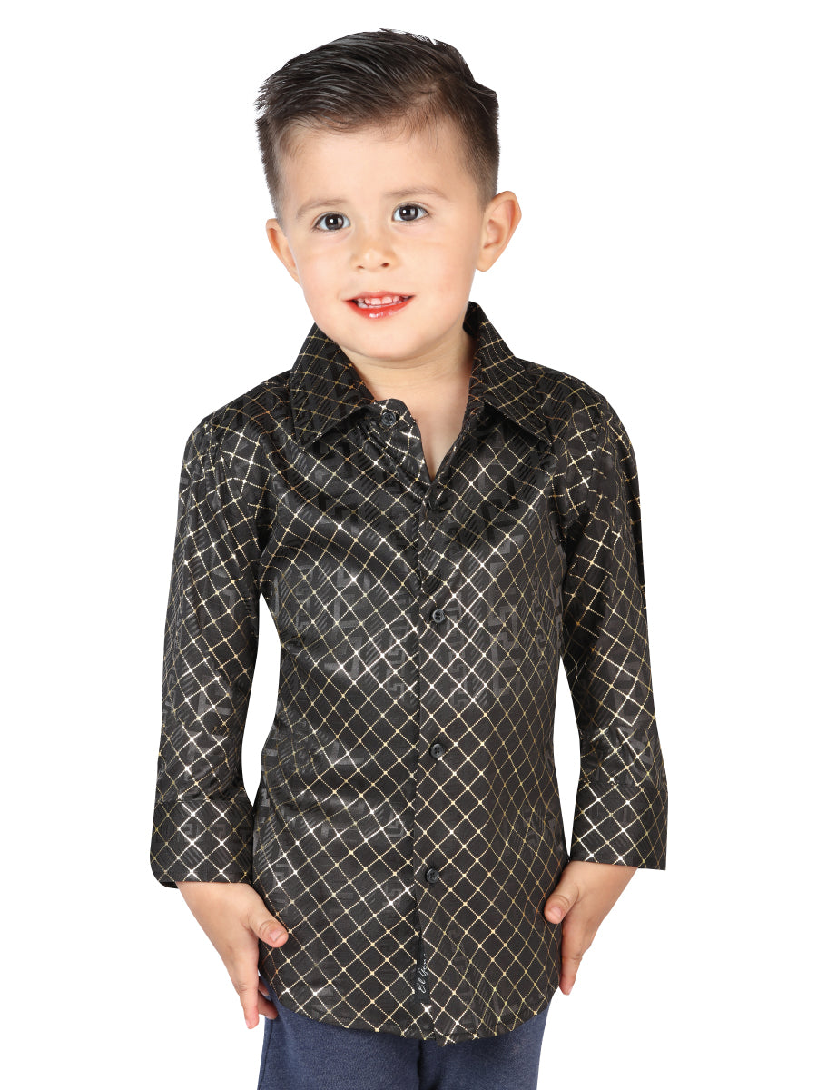 Camisa Casual Manga Larga Estampada Negro para Niños 'El Señor de los Cielos' - ID: 44568 Camisas Estampadas El Señor de los Cielos Black