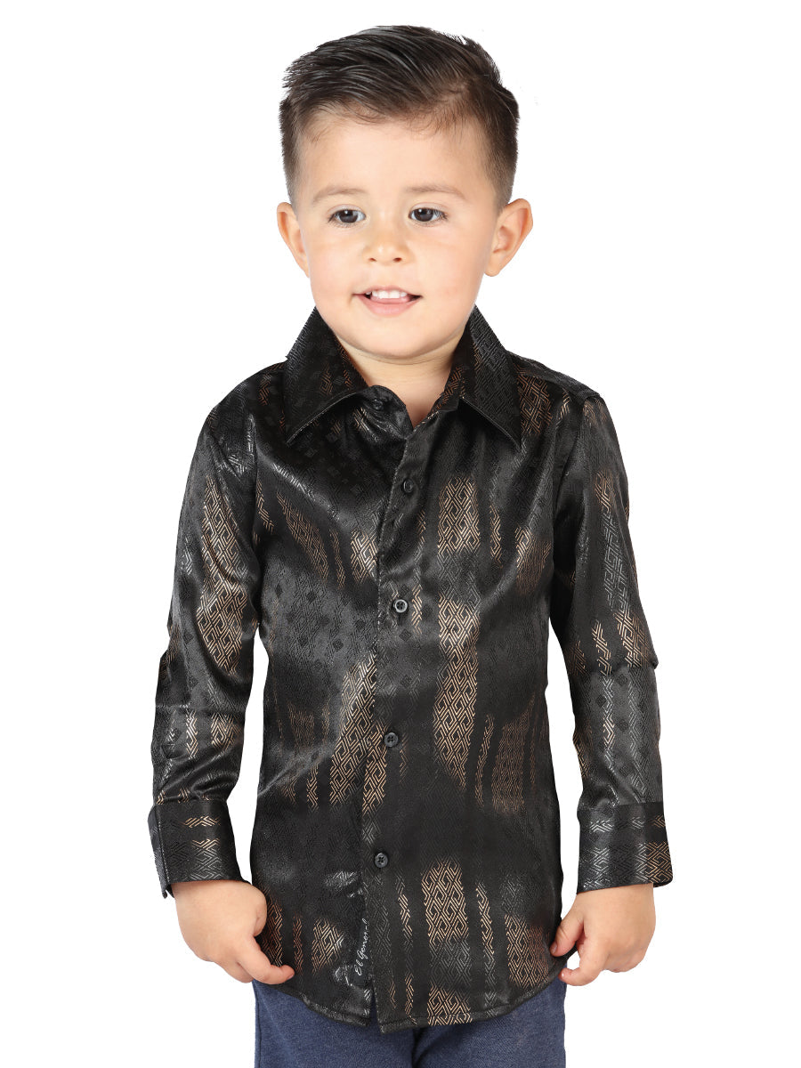 Camisa Casual Manga Larga Estampada Negro para Niños 'El Señor de los Cielos' - ID: 44587 Camisas Estampadas El Señor de los Cielos Black