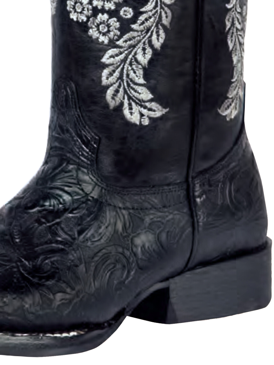 Botas Vaqueras Rodeo con Grabado Floral de Piel Genuina para Mujer 'El General' - ID: 44636 Botas Rodeo Piel Genuina El General 