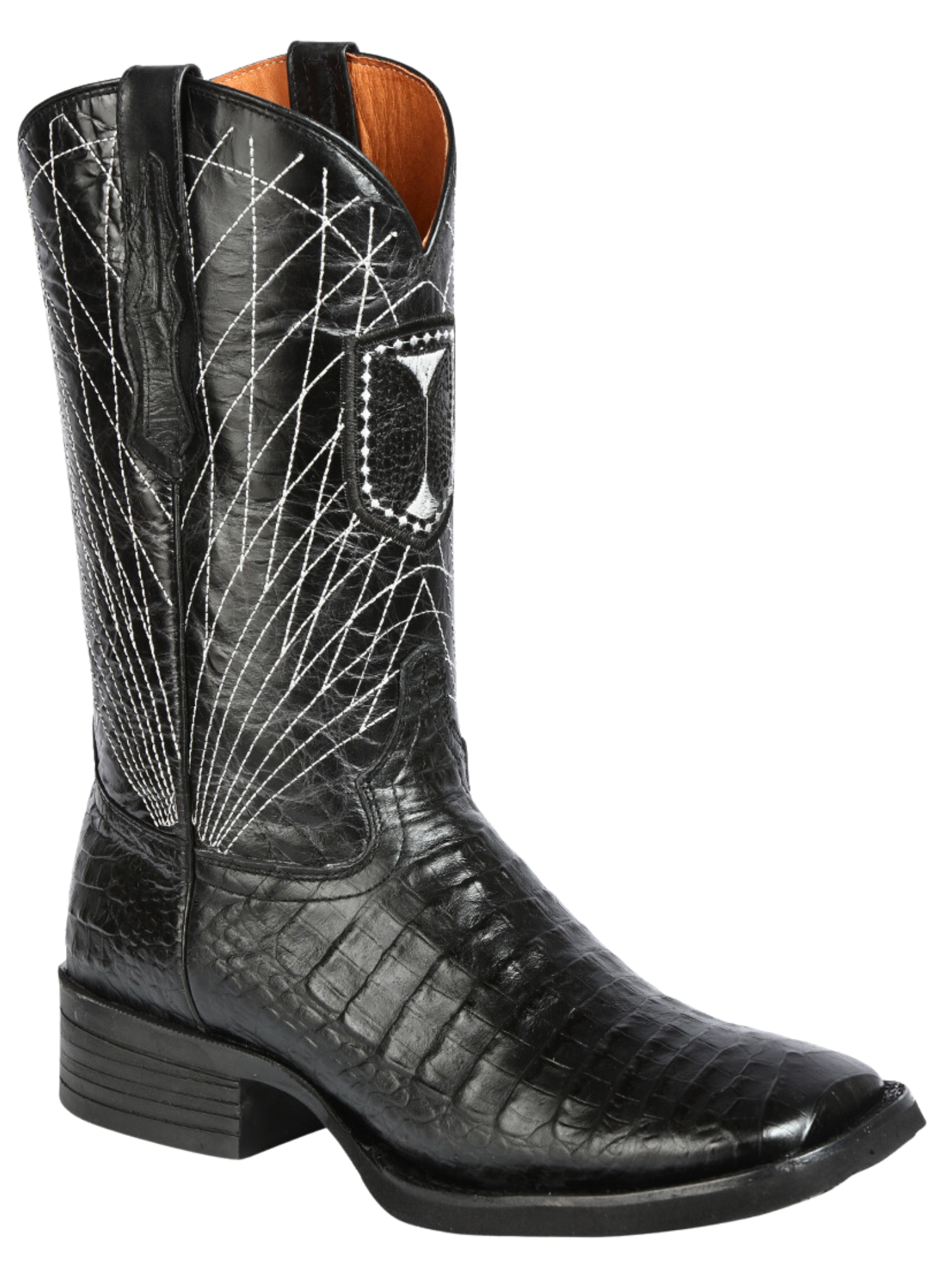 Botas Vaqueras Rodeo Imitacion de Caiman Belly Grabado en Piel Vacuno para Hombre 'El General' - ID: 44671 Botas Caiman Print El General 