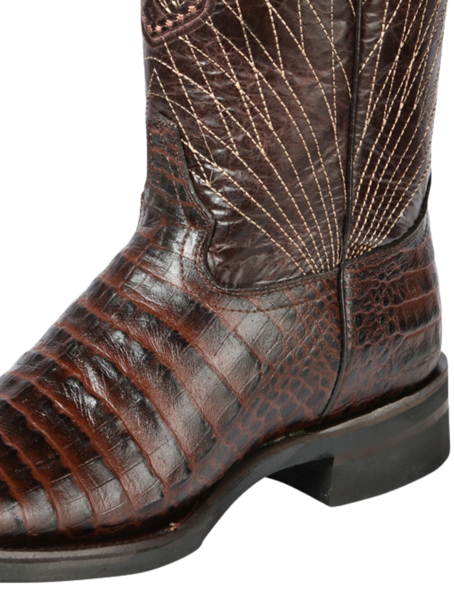 Botas Vaqueras Rodeo Imitacion de Caiman Belly Grabado en Piel Vacuno para Hombre 'El General' - ID: 44672 Botas Caiman Print El General 