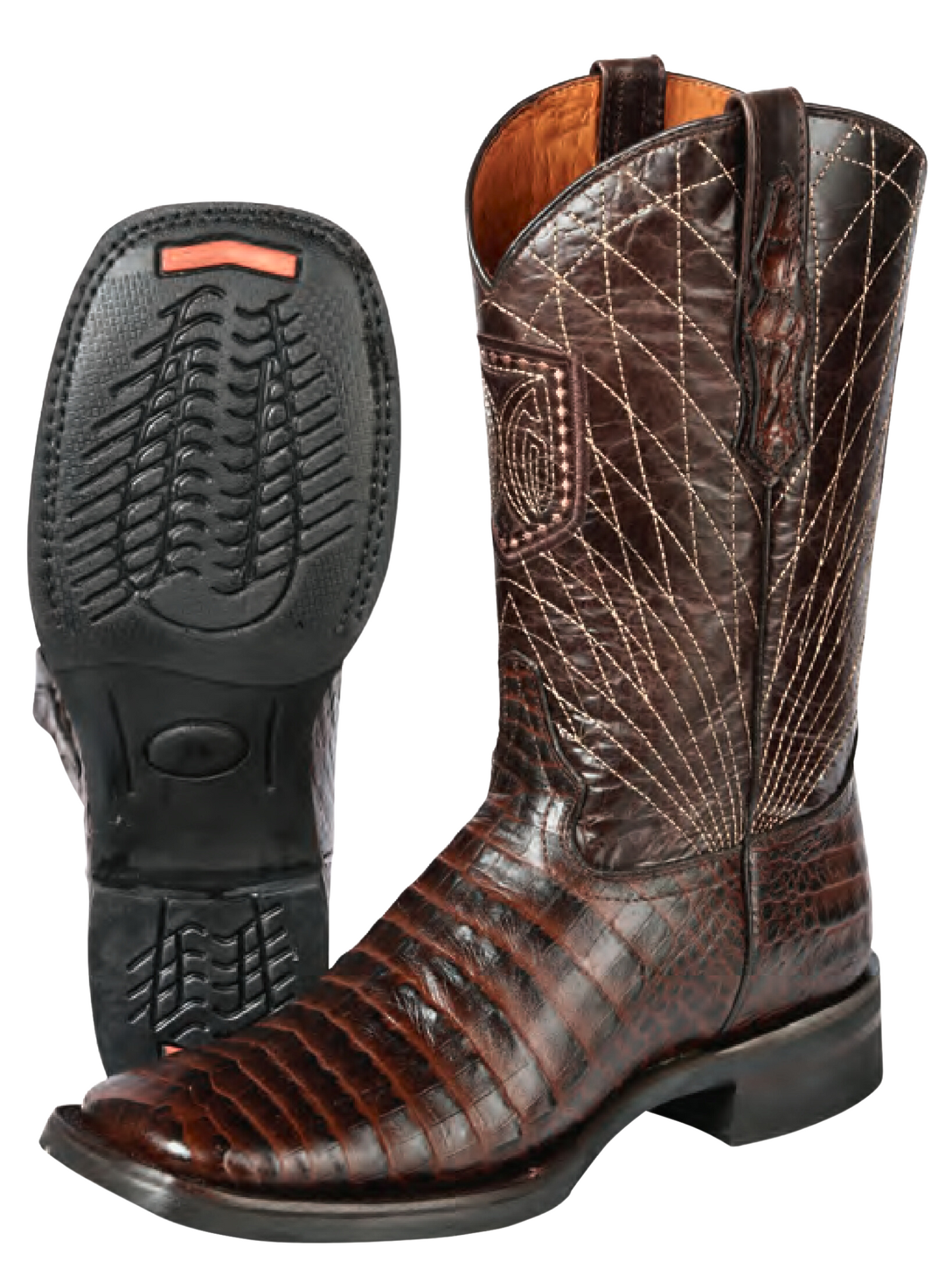 Botas Vaqueras Rodeo Imitacion de Caiman Belly Grabado en Piel Vacuno para Hombre 'El General' - ID: 44672 Botas Caiman Print El General 