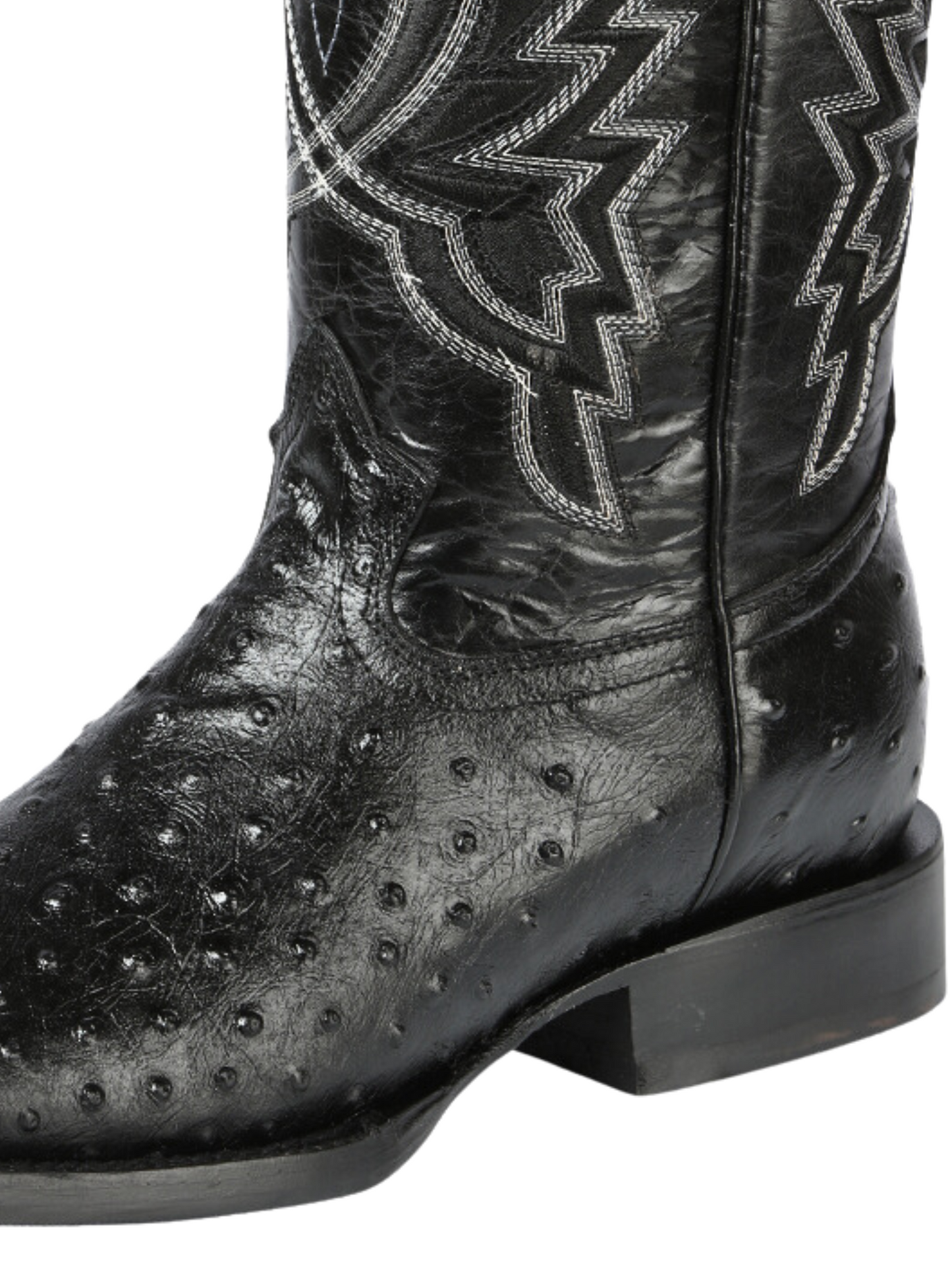 Botas Vaqueras Rodeo Imitacion de Avestruz Grabado en Piel Vacuno para Hombre 'El General' - ID: 44673 Botas Avestruz Print El General 