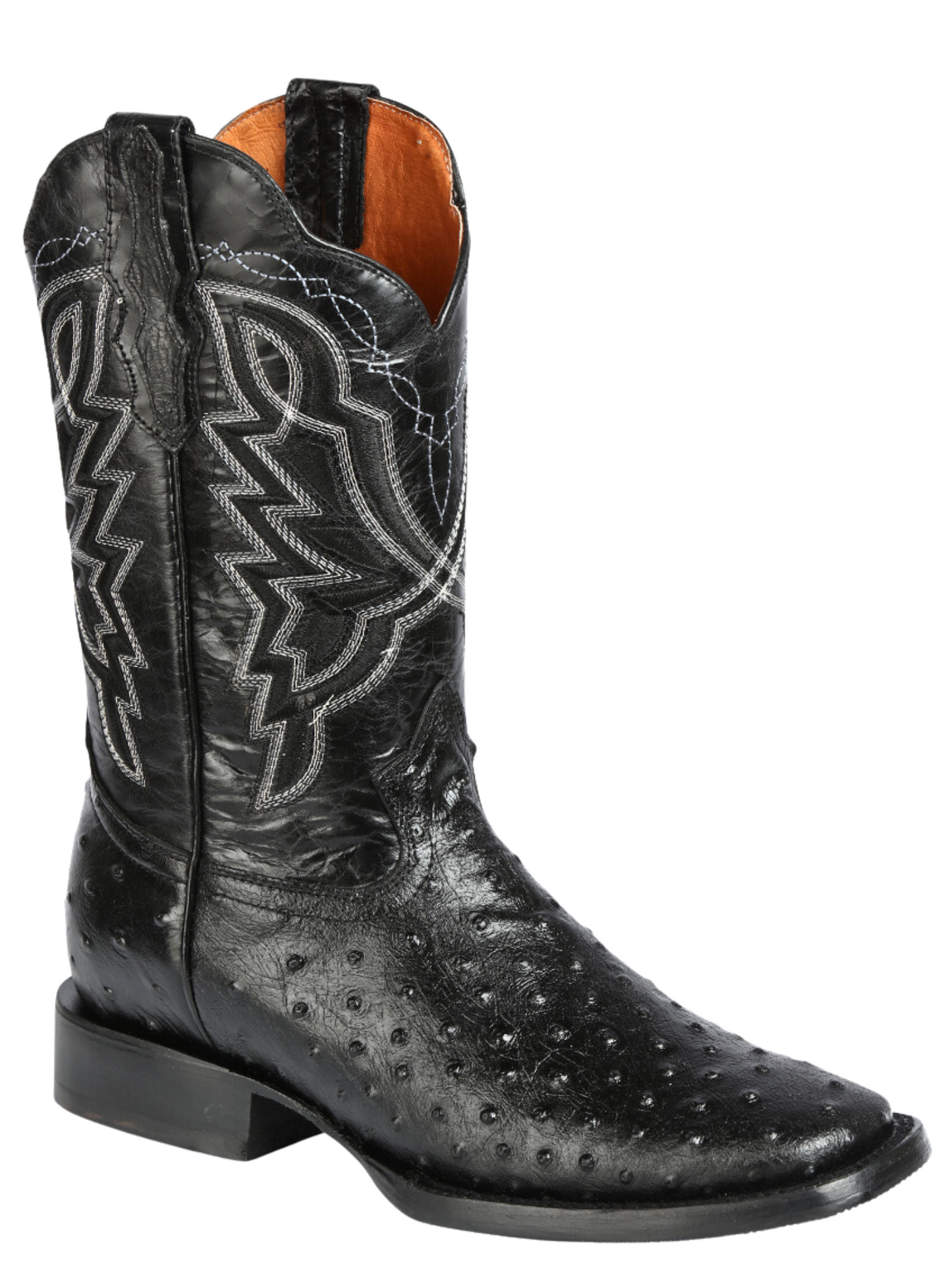 Botas Vaqueras Rodeo Imitacion de Avestruz Grabado en Piel Vacuno para Hombre 'El General' - ID: 44673 Botas Avestruz Print El General 