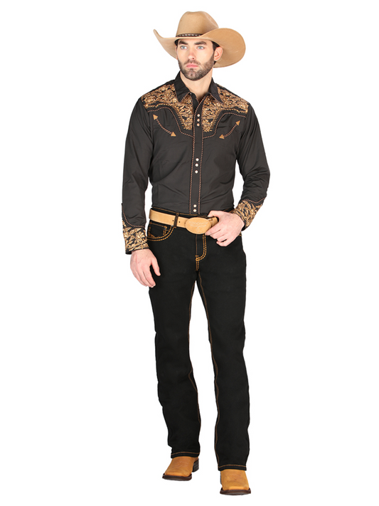 Pantalon Vaquero de Mezclilla Boot Cut Negro para Hombre 'Centenario' - ID: 44843 Denim Jeans Centenario Black