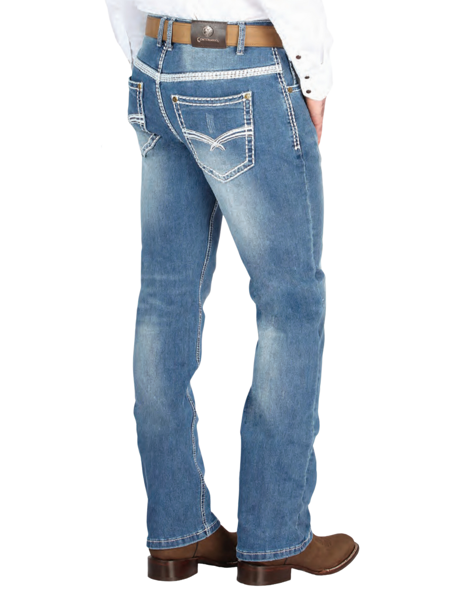 Pantalon Vaquero de Mezclilla Boot Cut Azul Claro para Hombre 'Centenario' - ID: 44846 Pantalones de Vaquero Centenario 