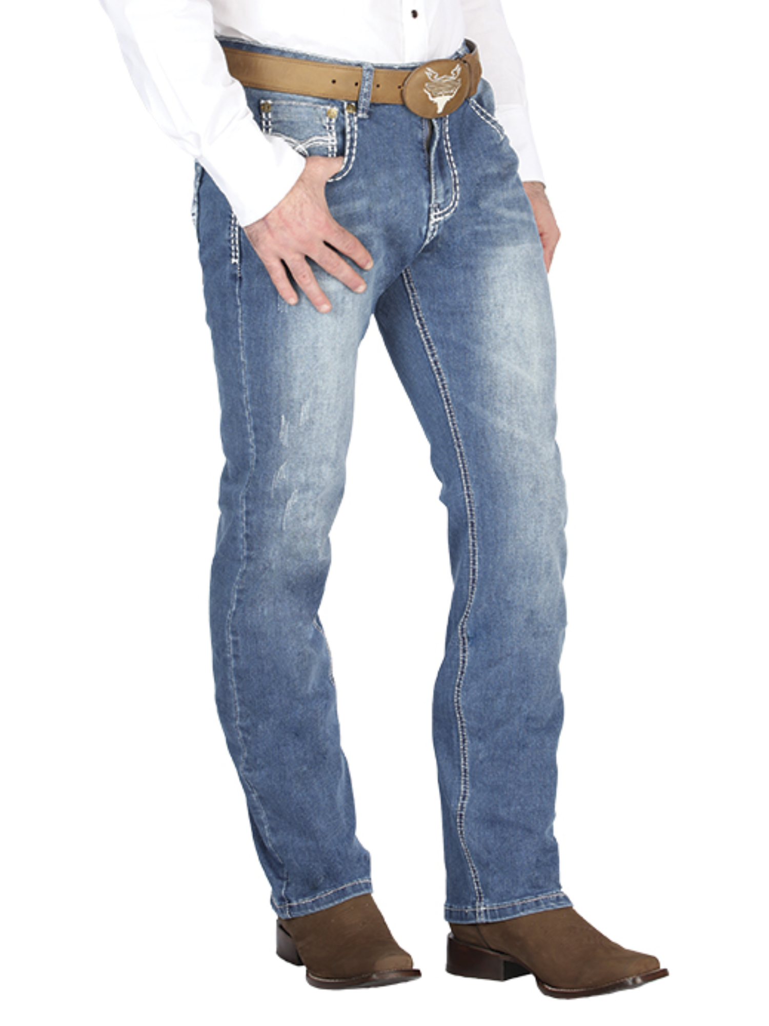 Pantalon Vaquero de Mezclilla Boot Cut Azul Claro para Hombre 'Centenario' - ID: 44846 Pantalones de Vaquero Centenario 