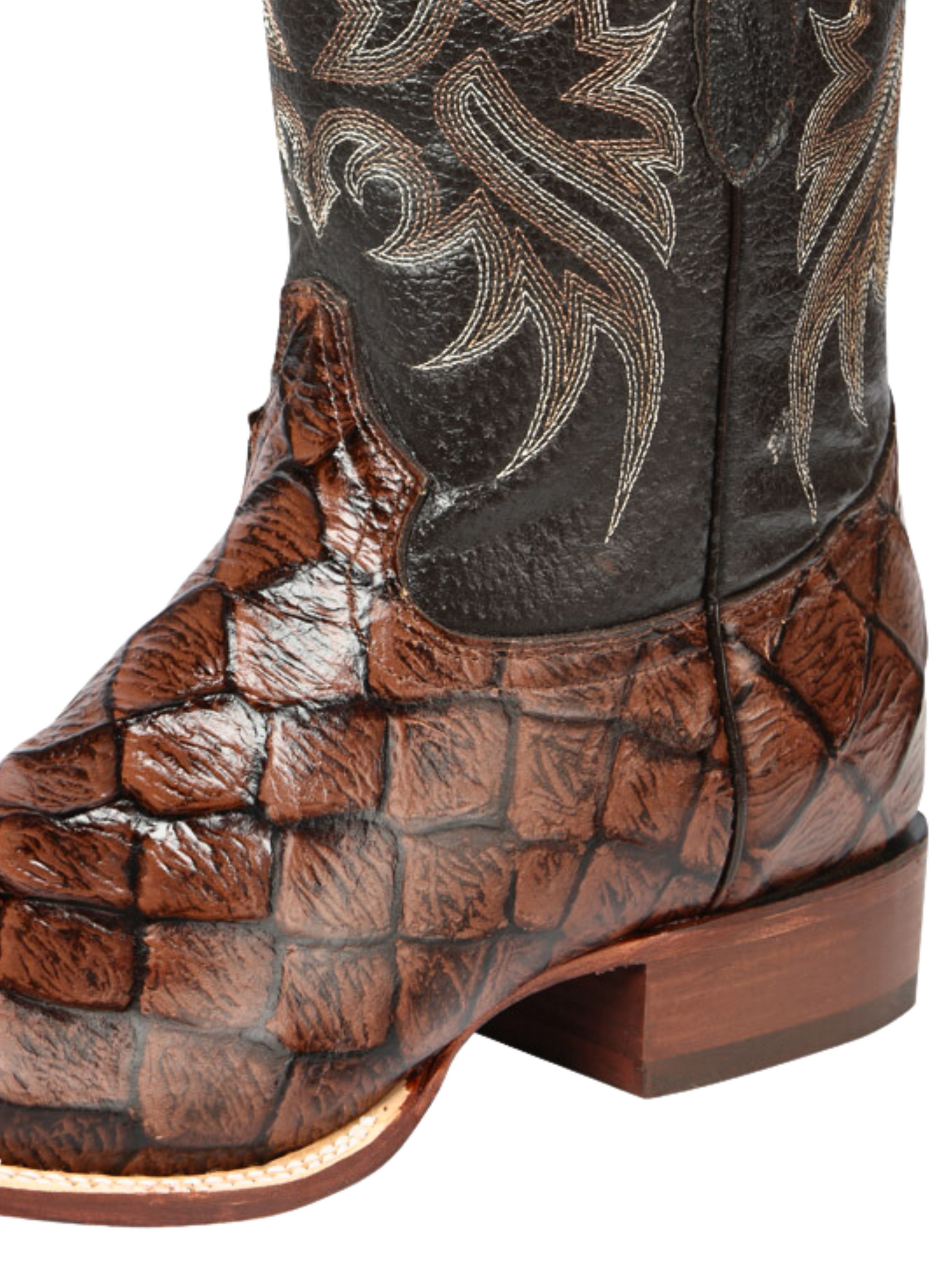 Botas Vaqueras Rodeo Imitacion de Monster Fish Grabado en Piel Vacuno para Hombre 'El Señor de los Cielos' - ID: 44931 Botas Caiman Print El Señor de los Cielos 